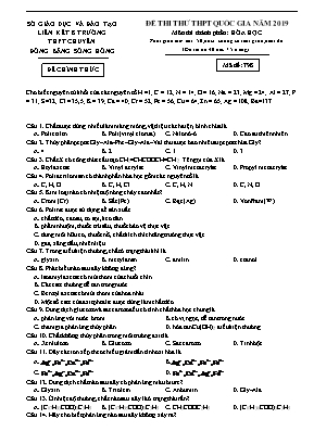 Đề thi thử THPT Quốc gia môn Hóa học năm 2019 - Mã đề 798 - Liên kết 8 trường THPT chuyên Đồng bằng sông Hồng (Có đáp án)